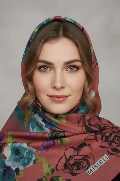 Mısırlı Alize Çiçek Desen Şal Desen 4 - Resim 2