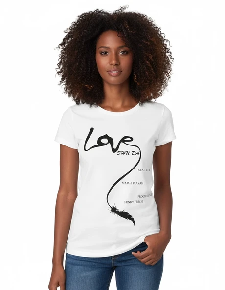 Berrak Love Baskılı Bayan T-Shirt 8007 ürün görseli 1