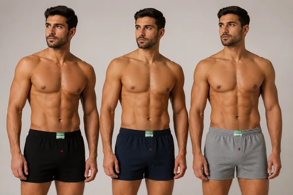 Huma One Erkek Havlu Bel Düz Boxer 6 lı ürün görseli 1
