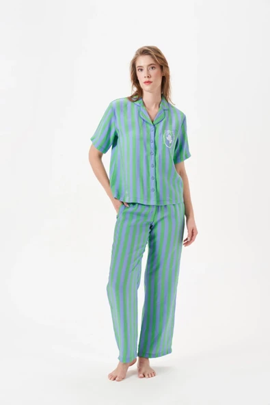 PJS 29043 Kadın Düğmeli Pijama Takımı ürün görseli 1