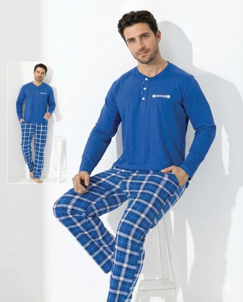 Boyraz 0645 Erkek Uzun Kol Penye Pijama Takımı ürün görseli 1