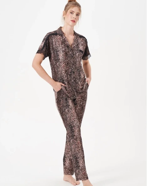 Pjs 29068 Kadın Kısa Kollu Düğmeli Pijama Takım ürün görseli 1
