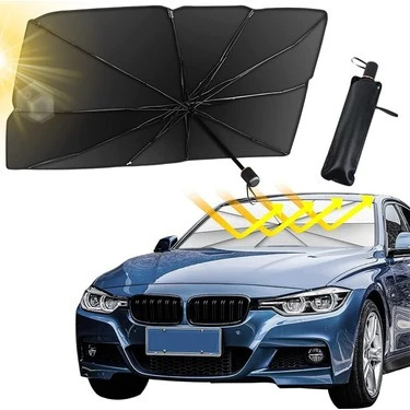 Katlanabilir Oto Güneş Şemsiyesi 138x77 cm UV Korumalı Isı Önleyici Araç Ön Cam Güneşliği ürün görseli 1