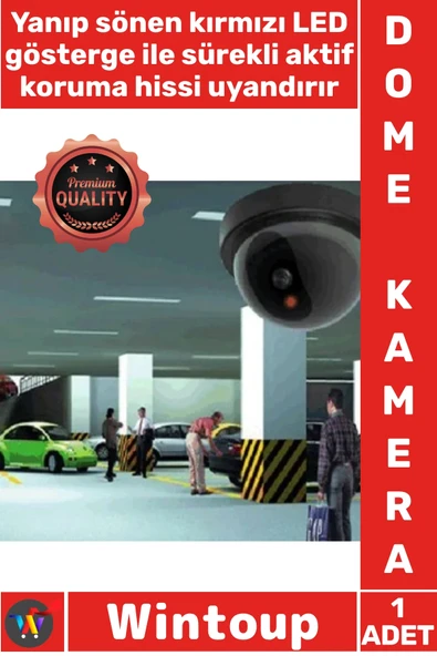 #Kamera Güvenlik Sistemi Gerçekçi Görünüm Hareket Sensörlü Kırmızı Led Işıklı Caydırıcı Dome Kamera ürün görseli 1