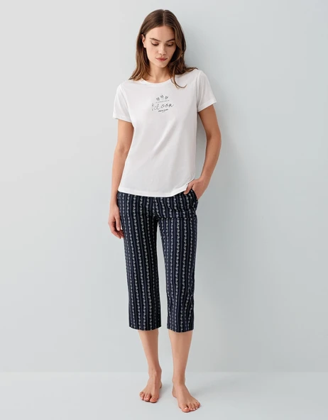 Pierre Cardin PC9207-S Kadın Kapri Kısa Kol Pijama Takımı ürün görseli 1