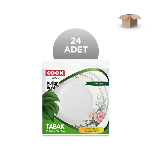 COOK Toptan Karton Tabak-Orta Boy 19 cm 10'lu - Koli İçi 24'lü ürün görseli 1