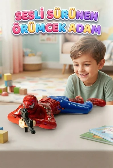 Sesli ve Hareketli Sürünen Asker Örümcek Adam – Macera Dolu Oyun Arkadaşı (34 cm) ürün görseli 1