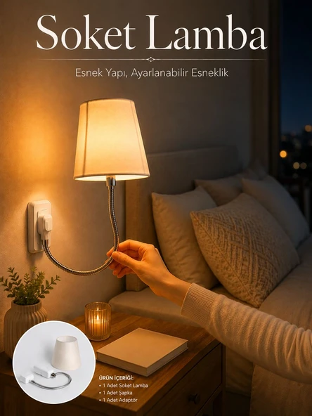 Soket Lamba Yatak Başı Işığı Ayarlanabilir Boyunlu ürün görseli 1