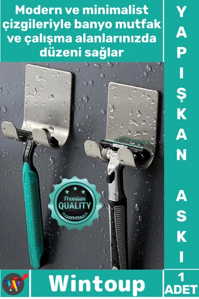 #Askı Banyo Mutfak Havlu Jilet Priz Tutucu Şık Çok Amaçlı Kendinden Yapışkanlı Paslanmaz Çelik Askı ürün görseli 1