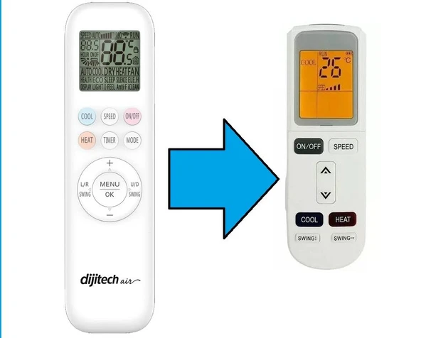 dijitech air Klima Kumanda Aydınlatmalı Ekran-Resimde Sağdaki Gönderilir ürün görseli 1