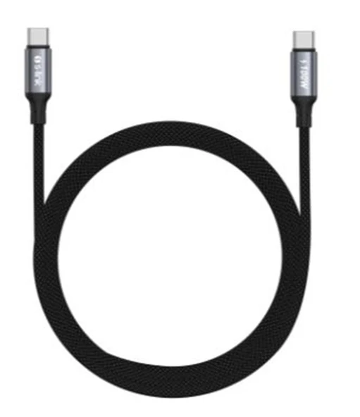 S-link Armor CC-0100 100W 1.2m Type-C to Type-C PD Örgülü Metal Başlıklı Siyah Hızlı Şarj Kablosu ürün görseli 1
