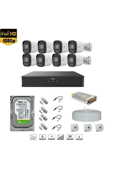 UNV Full Hd 8 Kameralı Set Sesli ürün görseli 1
