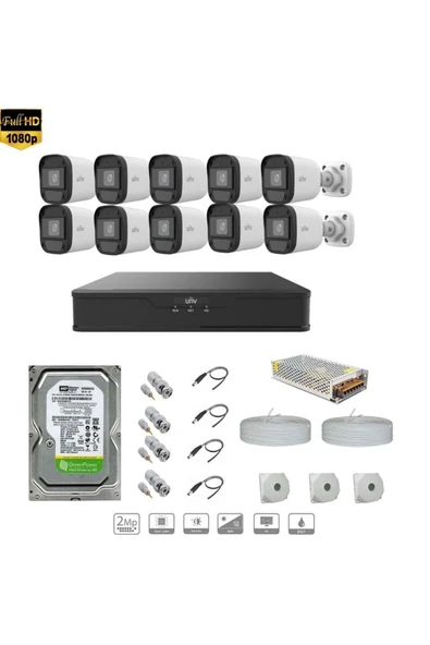 UNV Full Hd 10 Kameralı Set Sesli ürün görseli 1