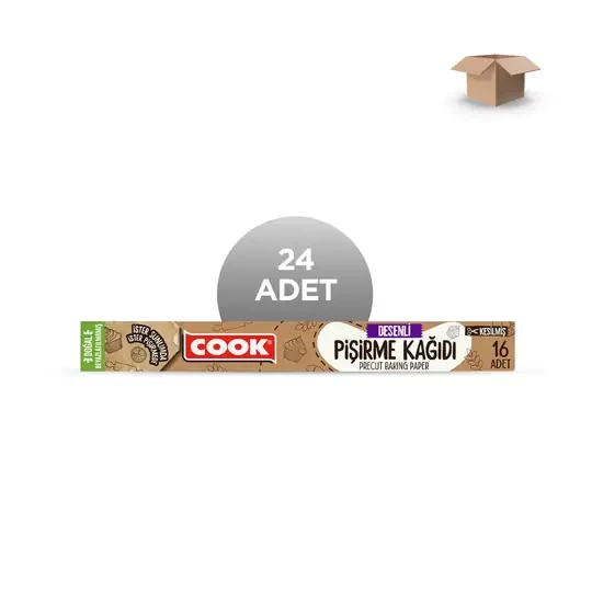 COOK Toptan Desenli Kesilmiş Doğal Pişirme Kağıdı 37x42cm 16'lı - Koli İçi 24'lü ürün görseli 1