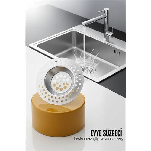 Evye Süzgeci 7.1 cm Paslanmaz Çelik  - Mutfak Lavabo Gider Süzgeci Seti Tıkanma Önleyici 716326 ürün görseli 1