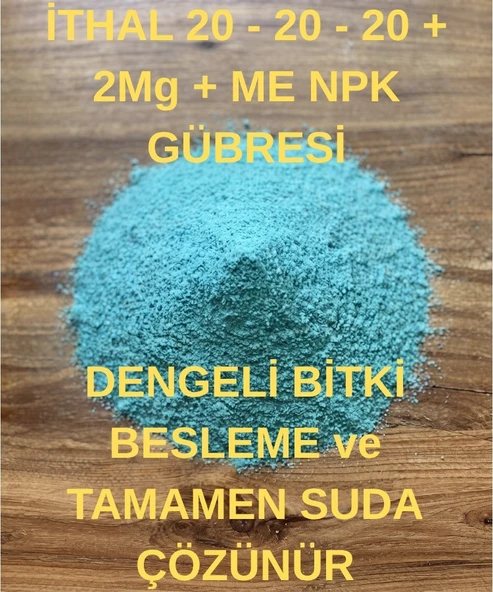 İthal 20.20.20+2MgO+ME NPK Gübre, Dengeli Besleme, Suda Tamamen Çözünür ürün görseli 1