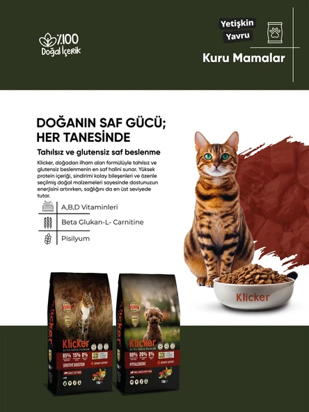 Klicker Yetişkin Köpek Mono Protein Biftekli Köpek Maması  2.5 Kg ürün görseli 1