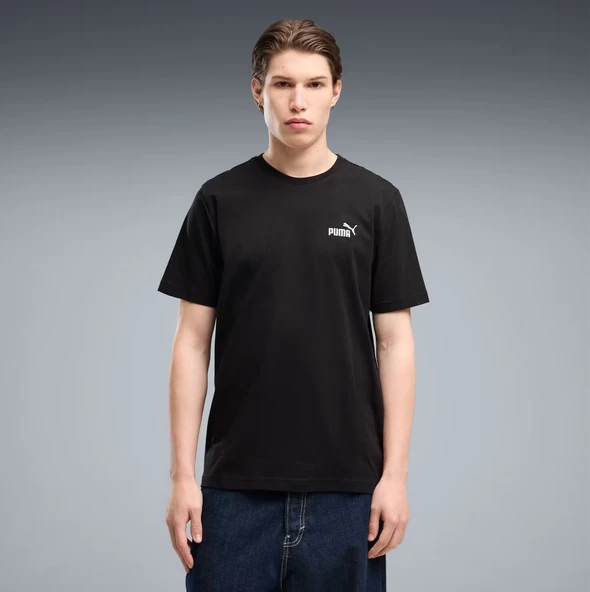 PUMA Ess Relaxed No.1 Logo Tee Erkek Siyah Pamuklu Spor Tişört - 689153 01 ürün görseli 1