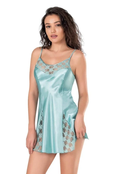 Aqua Saten Gecelik - Resim 2
