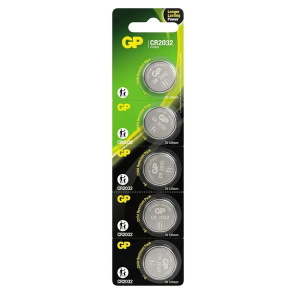 GP CR 2032 3V LITHIUM 5Lİ PİL ürün görseli 1