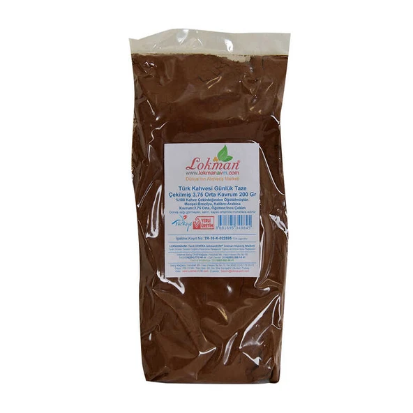 Türk Kahvesi Günlük Taze Çekilmiş 3.75 Orta Krum 200 Gr Paket ürün görseli 1