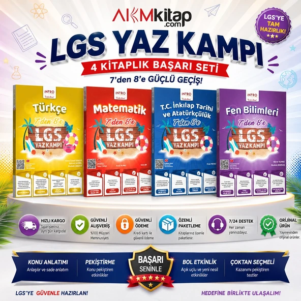İntro Yayınları 7 den 8 e LGS Türkçe Matematik Fen ve İnkılap Seti 4 Kitap ürün görseli 1