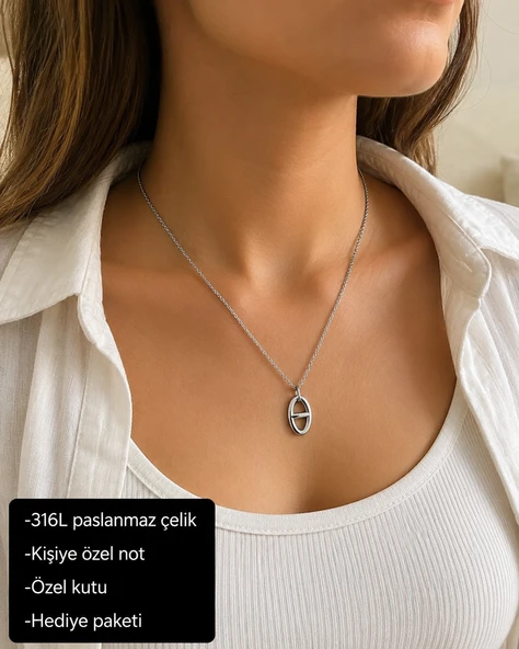 Orvena Oval Minimal Kadın Kolye 316L Paslanmaz Çelik Modern Zarif Hediye Kolye ürün görseli 1