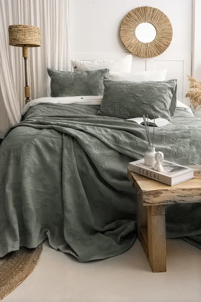 Şaheser Home Collection Yatak Örtüsü Çift Kişilik İt Yeşil ürün görseli 1