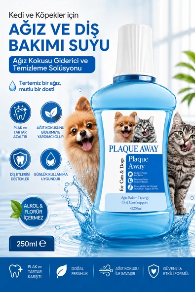 Kedi Ve Köpekler İçin Ağız Ve Diş Bakımı Suyu, Ağız Kokusu Giderici, Temizleme Solüsyonu 250 ML ürün görseli 1