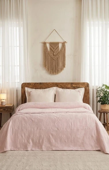 Şaheser Home Collection Yatak Örtüsü Çift Kişilik Anita Pudra ürün görseli 1