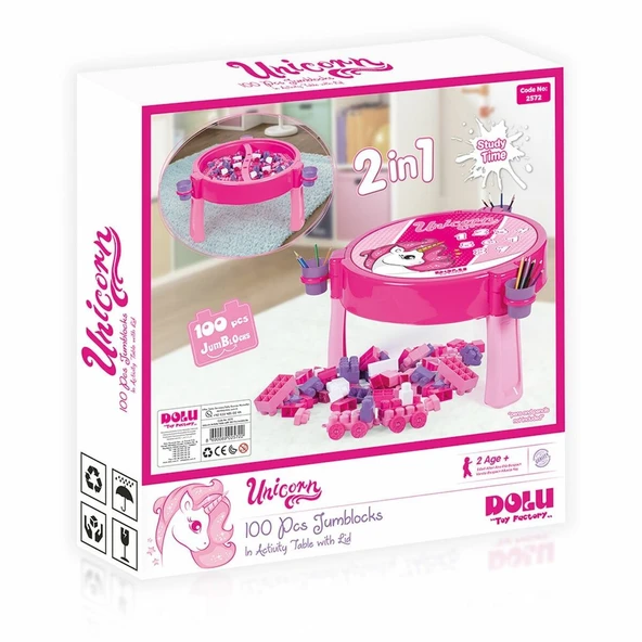 2572 UNICORN 100 PCS BLOKLU AKTIVITE MASASI MONTAJ ürün görseli 1