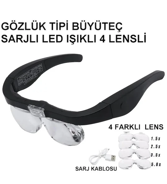 Şarjlı Gözlük Büyüteç 4 Farklı Lens -11537Dc ürün görseli 1