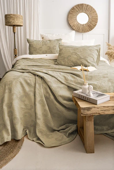 Şaheser Home Collection Yatak Örtüsü Çift Kişilik İt Haki ürün görseli 1