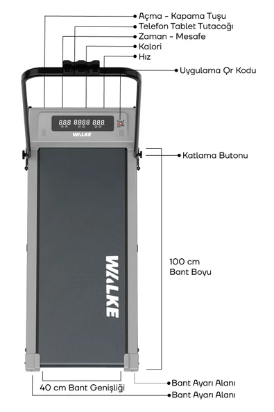 Walke G-Pro Bluetoothlu Uygulamalı Uzaktan Kumandalı Koşu Bandı Yürüyüş Bandı ürün görseli 1