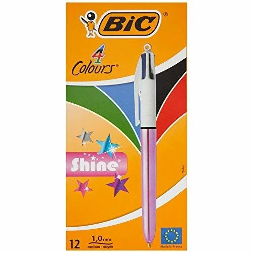 Bic 951352 Tükenmez Kalem Shine 4 Colours Pembe Gövde 12 Li (1 Paket 12 Adet) ürün görseli 1