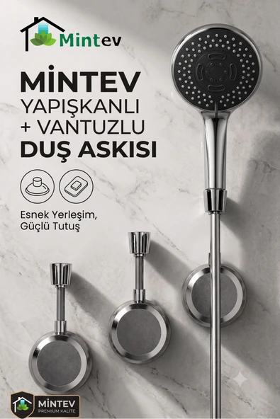 Yeni Model Yapışkanlı Vantuzlu Duş Askısı Ayarlanabilir Duş Başlığı Tutucu Mafsal ürün görseli 1