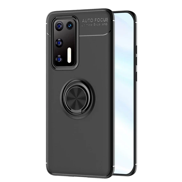Huawei P40 Kılıf Range Yüzüklü Silikon - Siyah ürün görseli 1