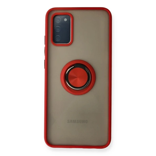 Samsung Galaxy A02s Kılıf Montreal Yüzüklü Silikon Kapak - Kırmızı ürün görseli 1