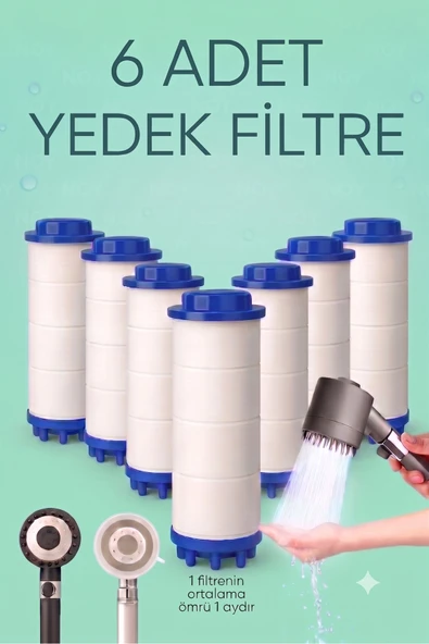 6 Adet Filtreli Duş Başlığı Uyumlu Başlık Yedek Filtresi Kireç Kir Pas Önleyici ürün görseli 1