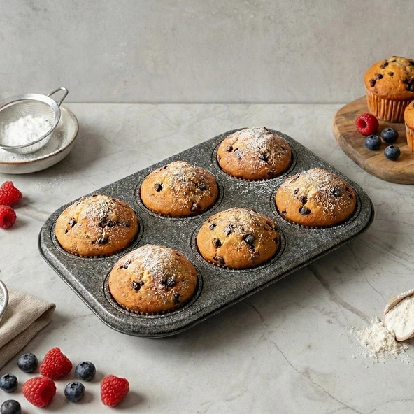 Doğal Granit Muffin Kalıbı 6 lı ürün görseli 1