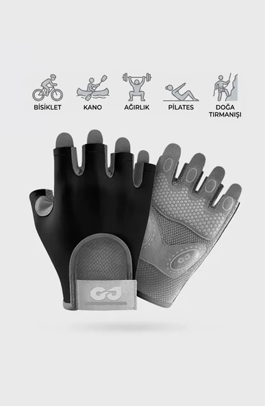 Premium Seri Terletmeyen Yarım Parmak Fitness Yoga Pilates Avuç İçi Kaymaz Silikon Spor Eldiven ürün görseli 1