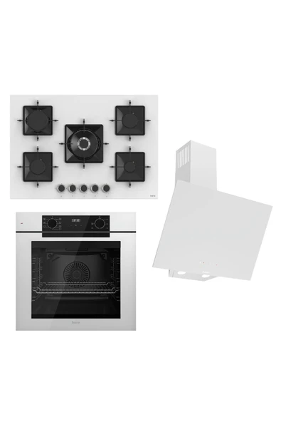 STEAMART-FRYART-SILENTART Serisi Beyaz Set (SS036 + QEP63CB +D078-SA ) - Emaye Izgara - 75 Cm ürün görseli 1