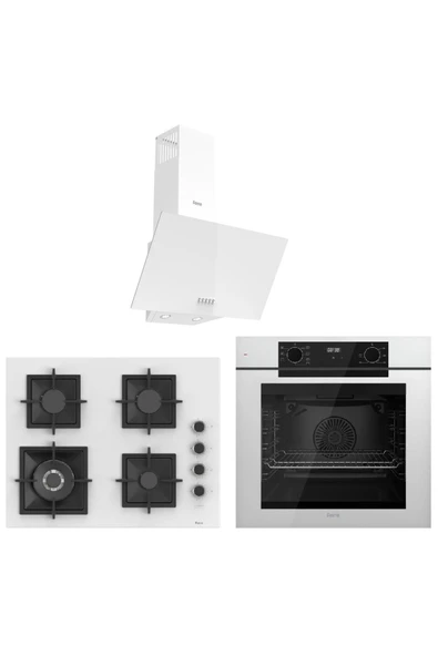 White FryArt 3 lü Ankastre Set ( QEP63CB - SC406-WFA - D087 ) 65 cm Wok Bek Ocak ürün görseli 1