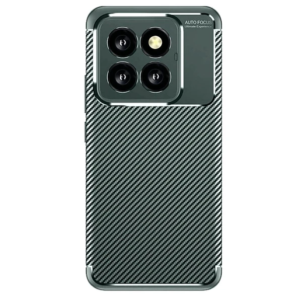 Xiaomi Mi 14t Pro Kılıf Auto Focus Karbon Kapak - Koyu Yeşil ürün görseli 1