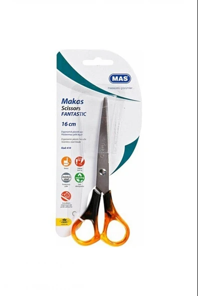 Mas Büro Makası Fantastik Paslanmaz Çelik 16 Cm 410 (12 Li Paket) ürün görseli 1
