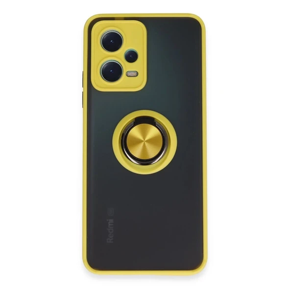Xiaomi Redmi Note 12 5g Kılıf Montreal Yüzüklü Silikon Kapak - Sarı ürün görseli 1
