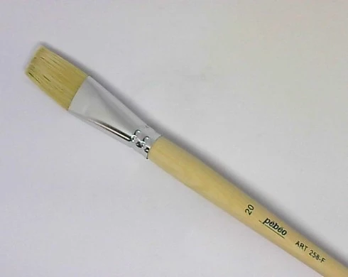 Pebeo Düz Fırça Uzun Bristle Kıl Sert Kıllı Akrilik-Yağlı Boya 258F 20 (12 Li Paket) ürün görseli 1