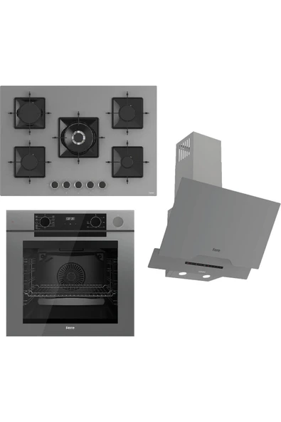 Steamart-Fryart-Sılentart Serisi Gri Set (SS038 + QEP64CPR +D065-SA) - Emaye Izgara / 75 cm Oc ürün görseli 1