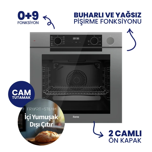 Steamart-Fryart-Silentart Serisi Gri Set ( QEP64CPR+SC408-WFA+D079-SA ) Döküm Izgara / 65 cm Ocak ürün görseli 1