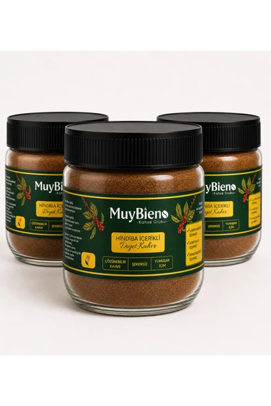 Muybieno Hindiba Kahvesi Diyet Kahve 3x150 gr Kavanoz 3’lü Paket ürün görseli 1